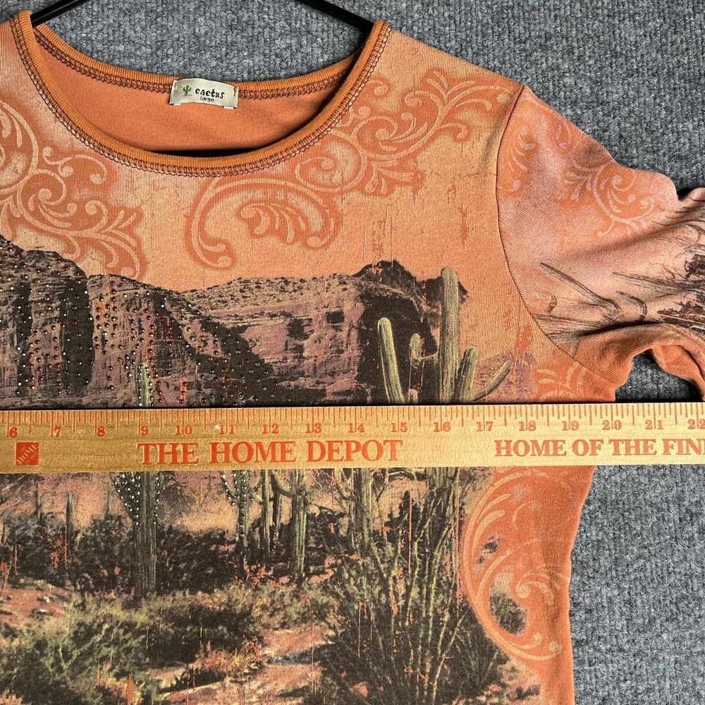 Cactus Top Women Large Western Desert Graphic Southwestern Landscape Saguaro Y2K - Picture 5 of 8